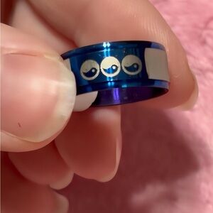 Unisex Blue and Silver Stainless Steel Ring with YinYang Design